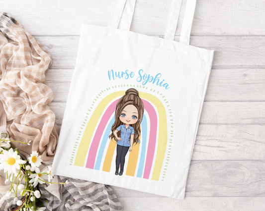 Highland Cow print 100% white cotton tote bag, thank you gift for nurses