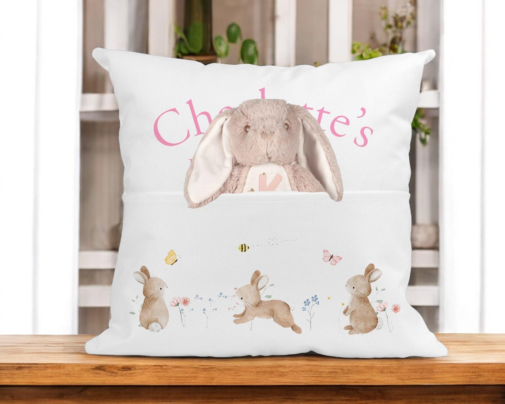 Personalised bunny cushion with cover and insert included