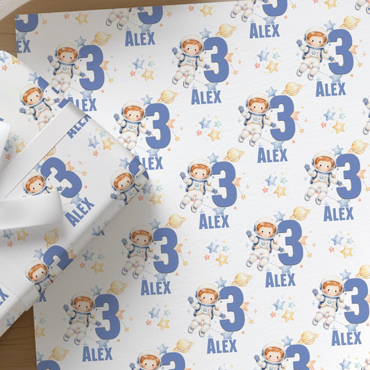 Printed space wrapping paper shown as wrapping paper