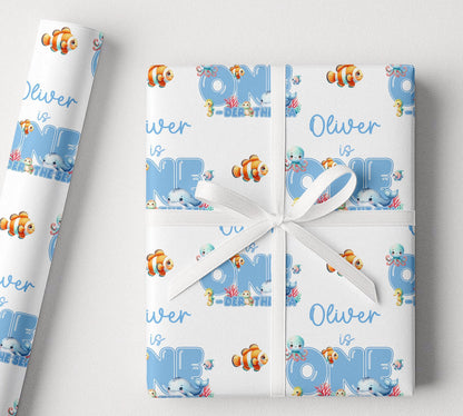 Close-up detail of the under the sea print pattern