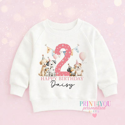 Children's clothing with the puppy birthday jumper design