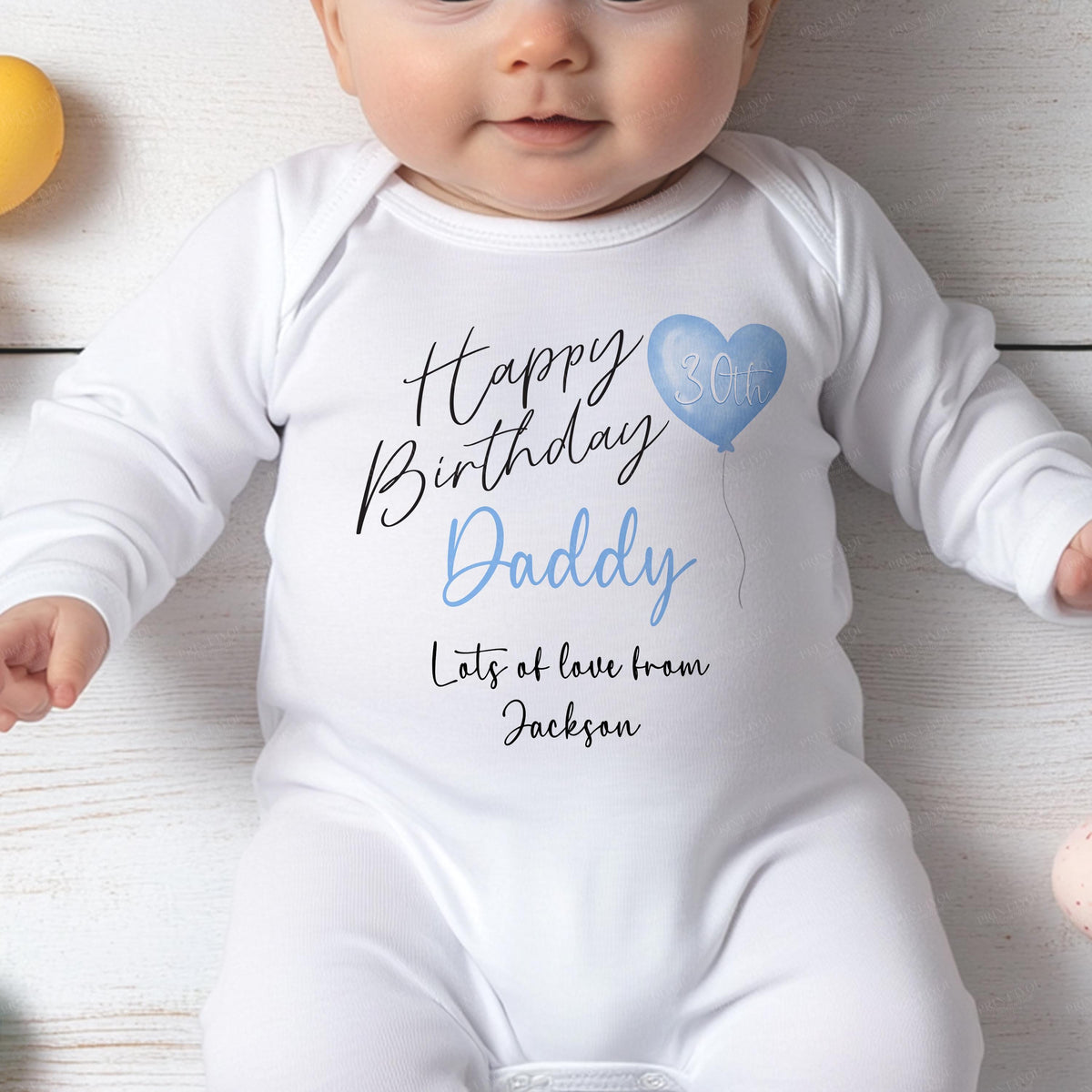 Personalised elephant Happy Birthday Daddy bib, printed with your chosen wording.