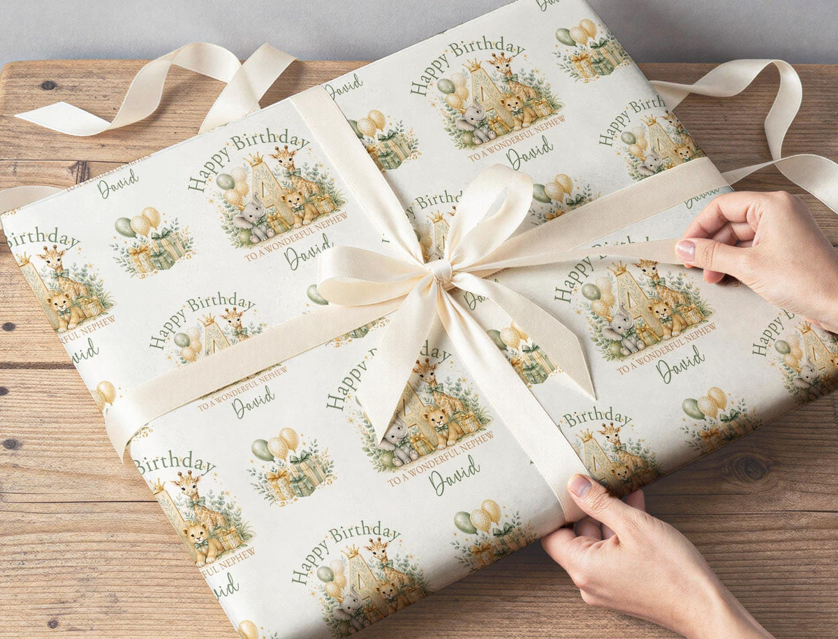 Personalised Safari Wrapping Paper | Birthday Gift Wrap, Ages 1-10