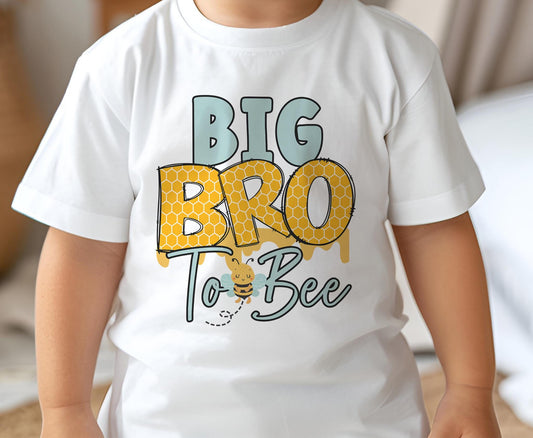 Children's White Cotton T – Shirt – Big Bro Brother to Bee - 6-12m