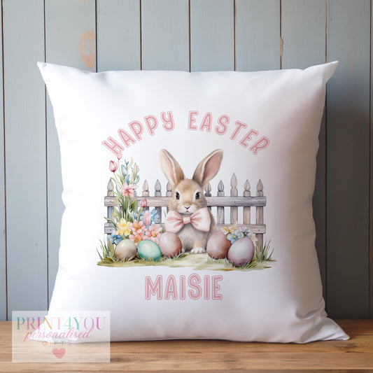 Personalised rabbit cushion cover, soft Easter gift pillow