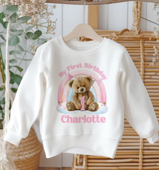 Personalised First Birthday Jumper – Soft Cotton Fleece Kids Sweatshirt with Name Print - 6-12m SWEATSHIRT