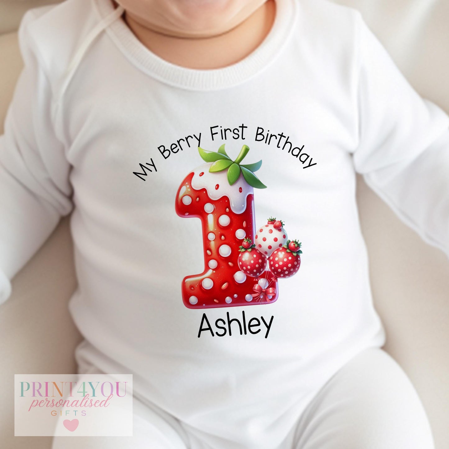 Personalised First Birthday Outfit – Baby Milestone T-Shirt, Sleepsuit & Vest