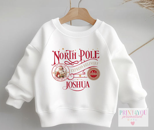 Personalised Red Christmas Train Jumper or T – Shirt for Kids - 6-12m SWEATSHIRT