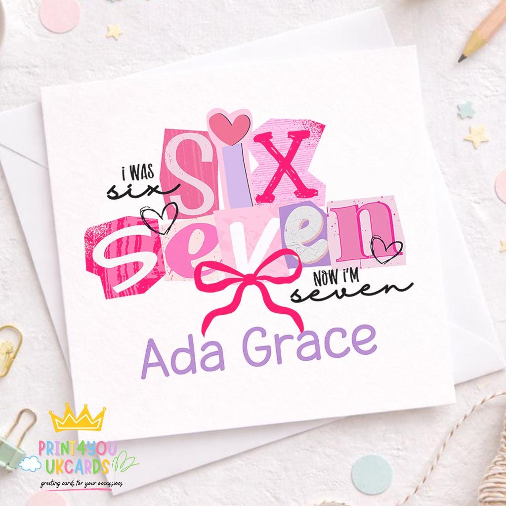 Square personalised birthday card shown alongside the inside printing option for a personal message