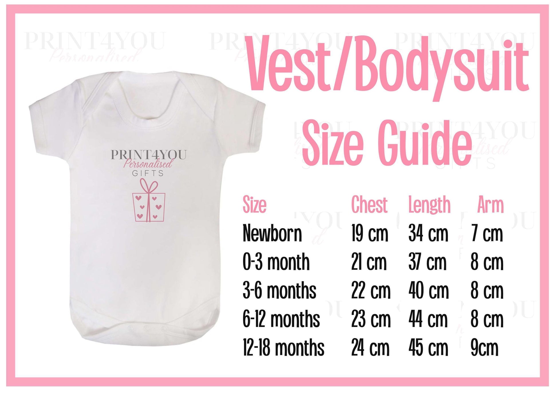 a baby bodysuit size guide for a baby