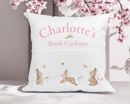 Personalised bunny cushion with soft brown velvet bunny toy included