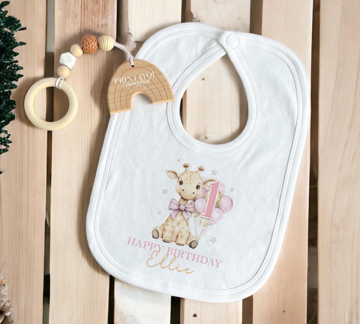 Personalised First Birthday Outfit – Giraffe Baby Birthday Clothes | Soft Cotton Sleepsuit & Vest