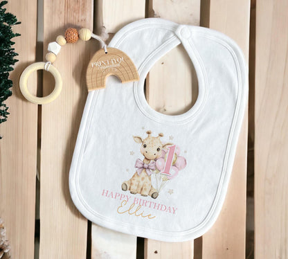 Personalised First Birthday Outfit – Giraffe Baby Birthday Clothes | Soft Cotton Sleepsuit & Vest