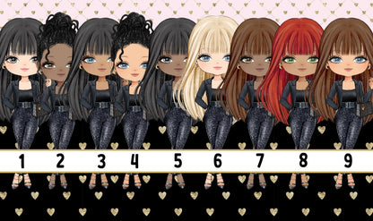 Personalised girl notebook PU leather journal with custom name, Girl 2 character design