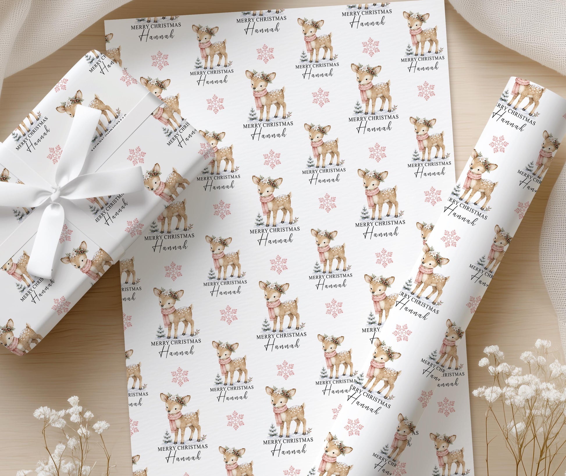Printed christmas wrapping shown as wrapping paper