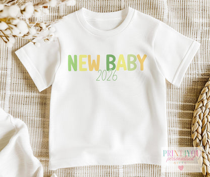 Personalised New Baby Outfit – Soft Cotton Sleepsuit, Vest & Matching Sibling T-Shirt