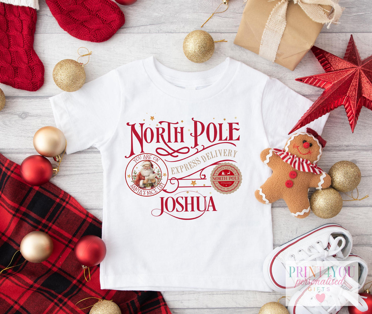 Personalised Red Christmas Train Jumper or T – Shirt for Kids - 1-2 years SWEATSHIRT