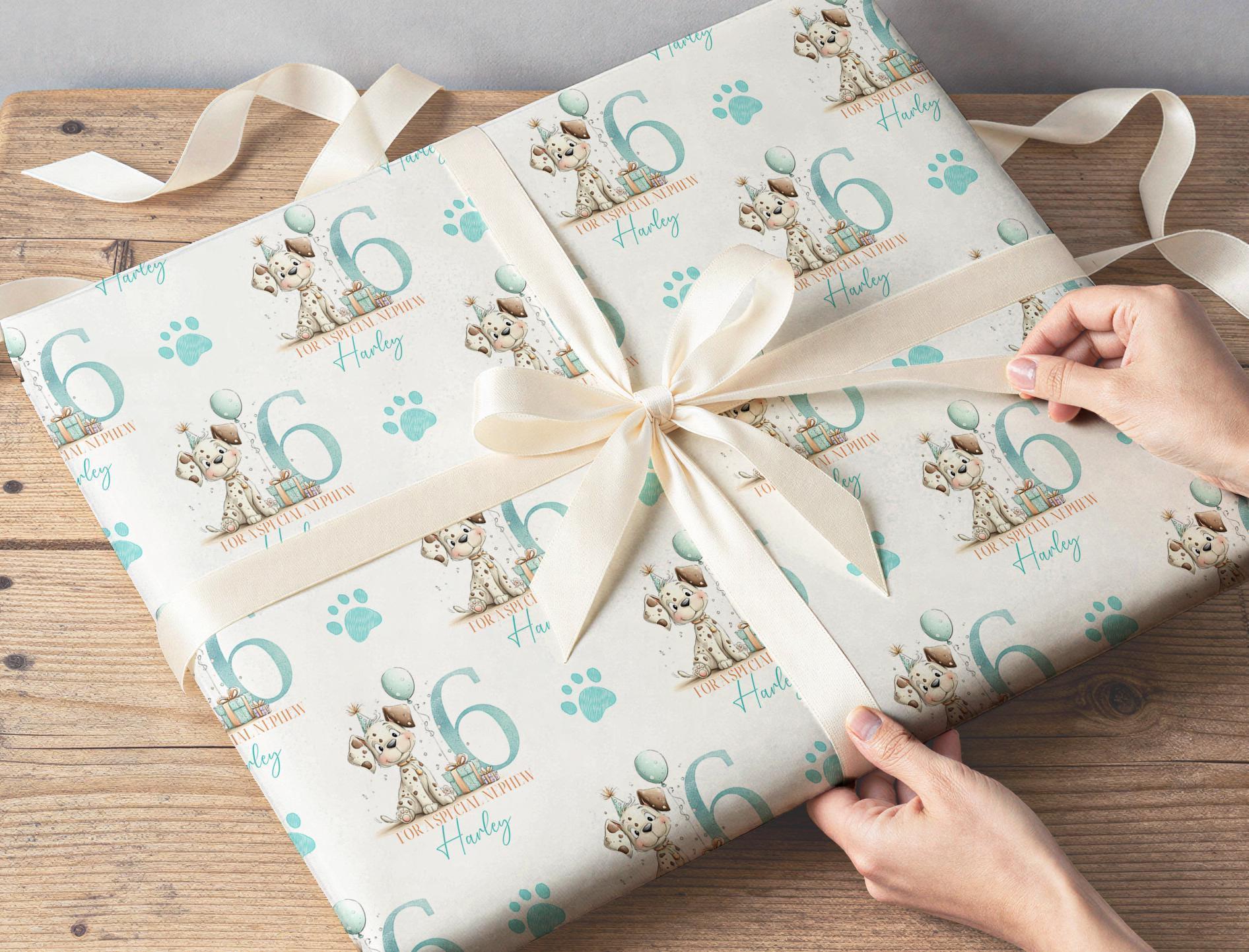 Size guide showing the available wrapping paper sheet and roll sizes with corresponding prices.