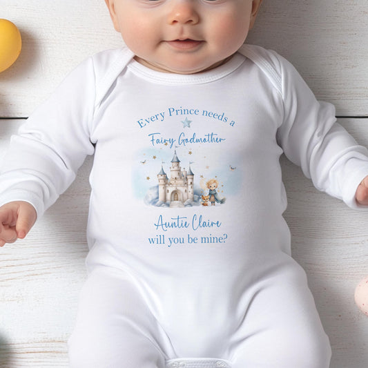Personalised Will You Be My Godmother baby bib, front view