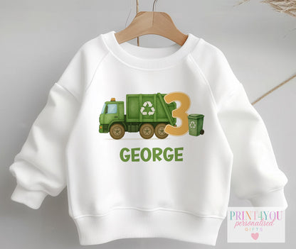 Children's clothing with the rubbish truck jumper design