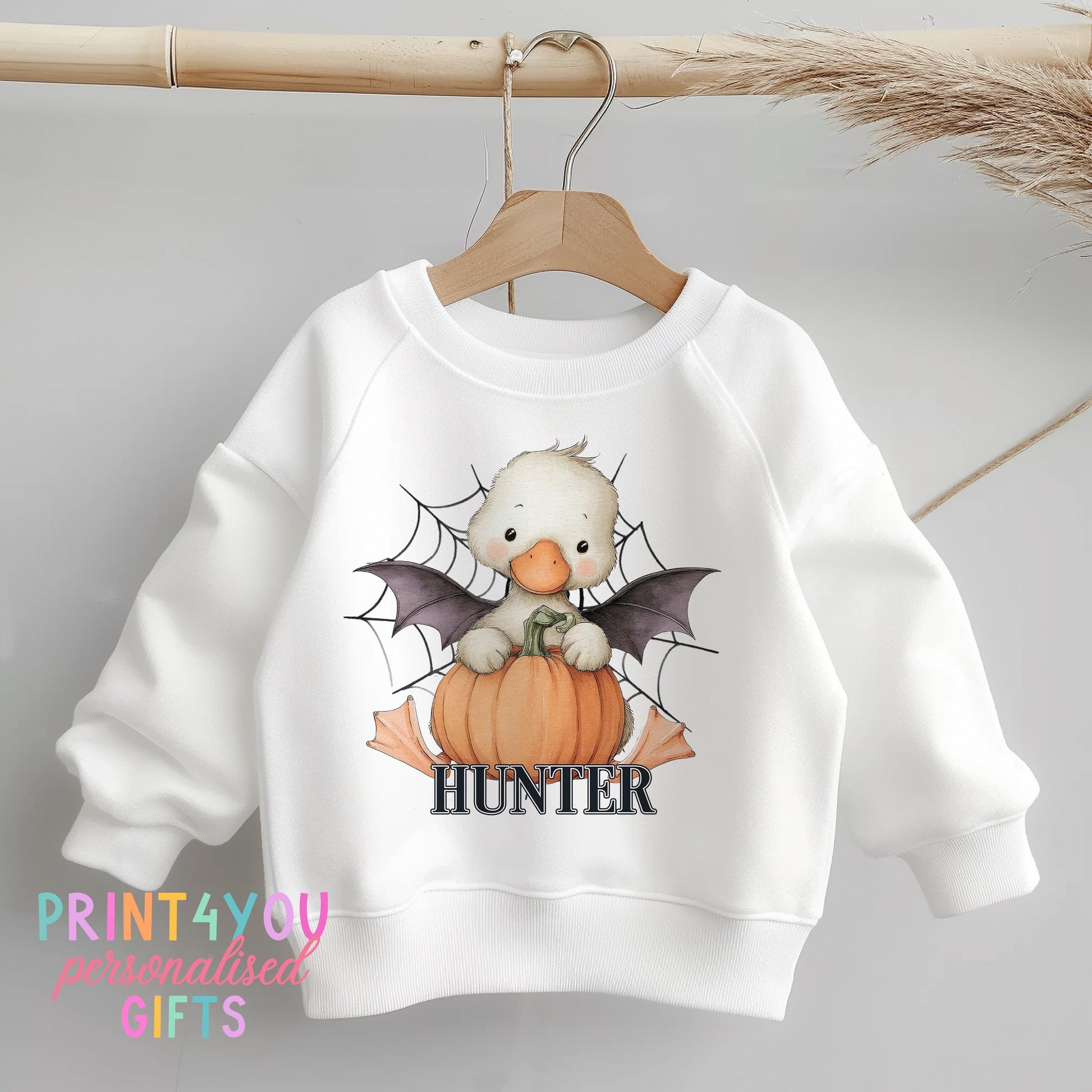 Personalised Halloween Jumper – Kids Soft Cotton Blend Sweatshirt – DTG Printed Pumpkin Patch Design - 6-12 months
