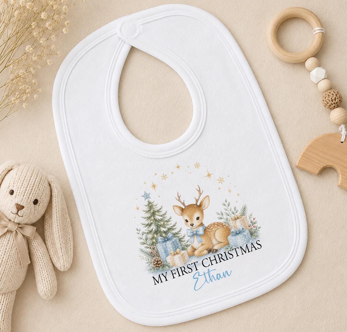Personalised Baby Christmas Outfit, My First Xmas Reindeer Sleepsuit