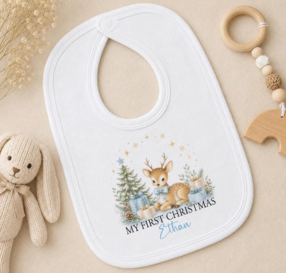 Personalised Baby Christmas Outfit, My First Xmas Reindeer Sleepsuit