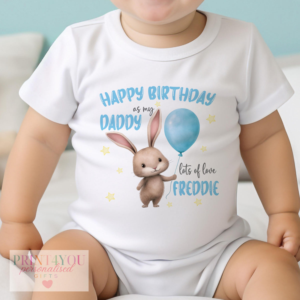 Personalised Nanny Birthday baby grow, close-up of print detail