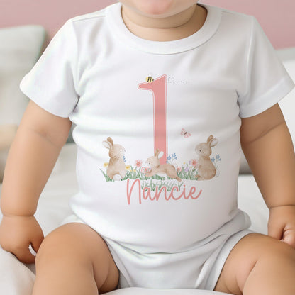 Personalised Baby Birthday Outfit – Custom Baby T-Shirt, Vest, Sleepsuit & Bib in Soft Cotton