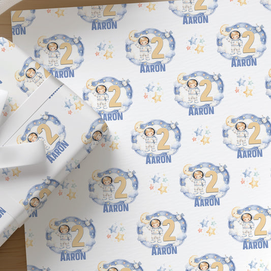 Printed space wrapping paper shown as wrapping paper