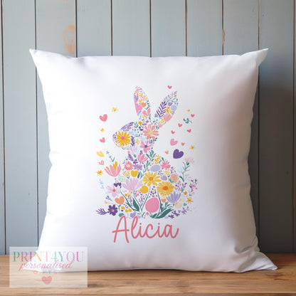 Personalised bunny rabbit cushion with plush insert included