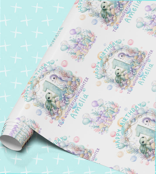 Under The Sea Wrapping Paper, Personalised Name and Age, Birthday