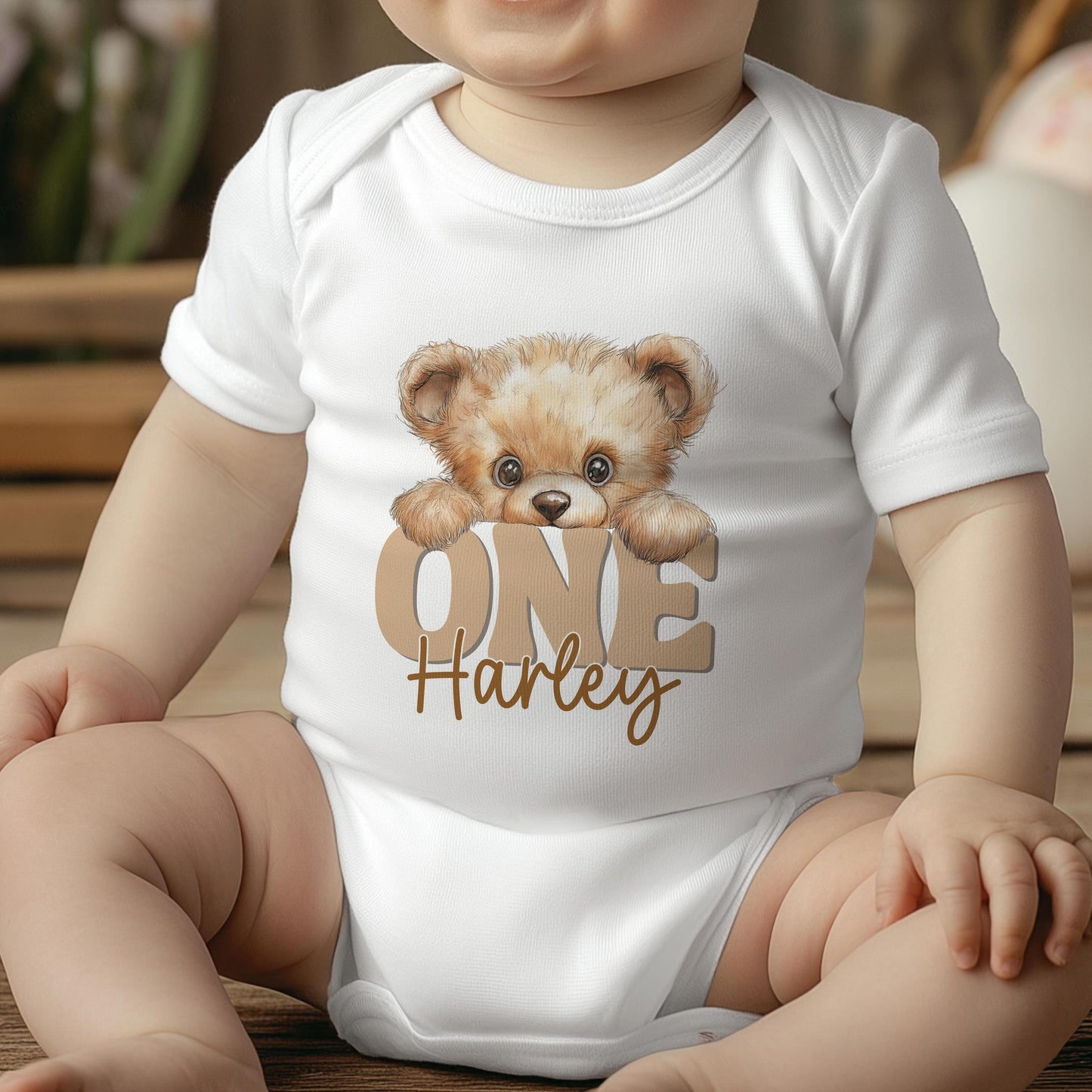 Personalised Teddy Bear T-Shirt | Milestone Birthday Outfit – Cotton Baby Vest, Sleepsuit & Bib