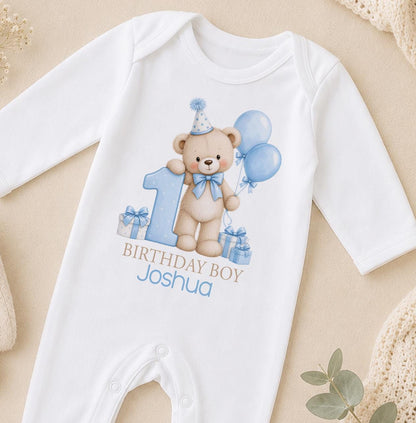 Personalised Teddy Bear 1st Birthday Outfit, Cake Smash Boy