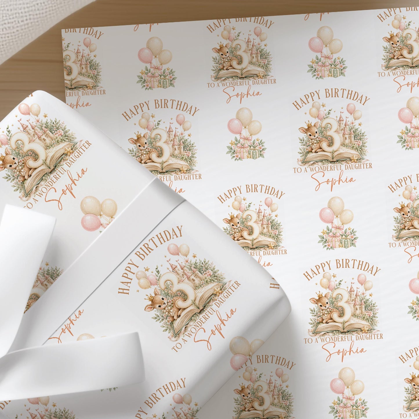 Personalised Birthday Wrapping Paper | Fairytale Deer Gift Wrap