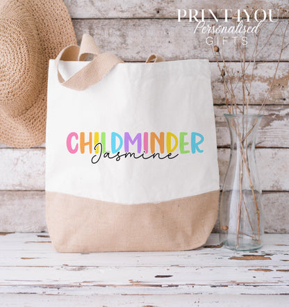 XL personalised jute tote bag with custom name print, 57 by 43 by 16 centimetres for extra capacity