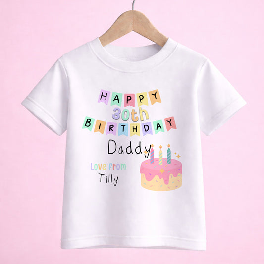 Children's clothing with the birthday t-shirt for mummy or daddy design