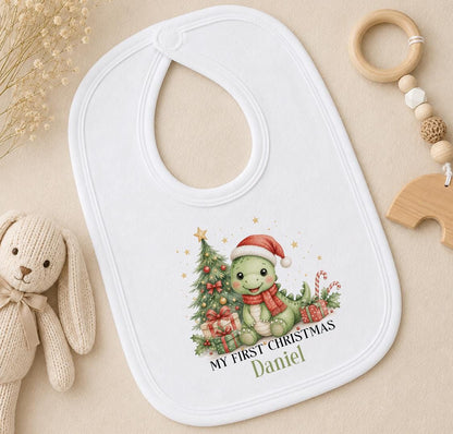 Personalised First Christmas Outfit, Dinosaur Baby Vest, Sleepsuit