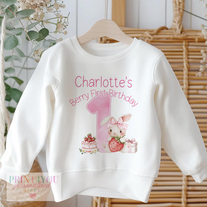 Personalised 'I Am One' berry and strawberry sweatshirt, size 6-12 months