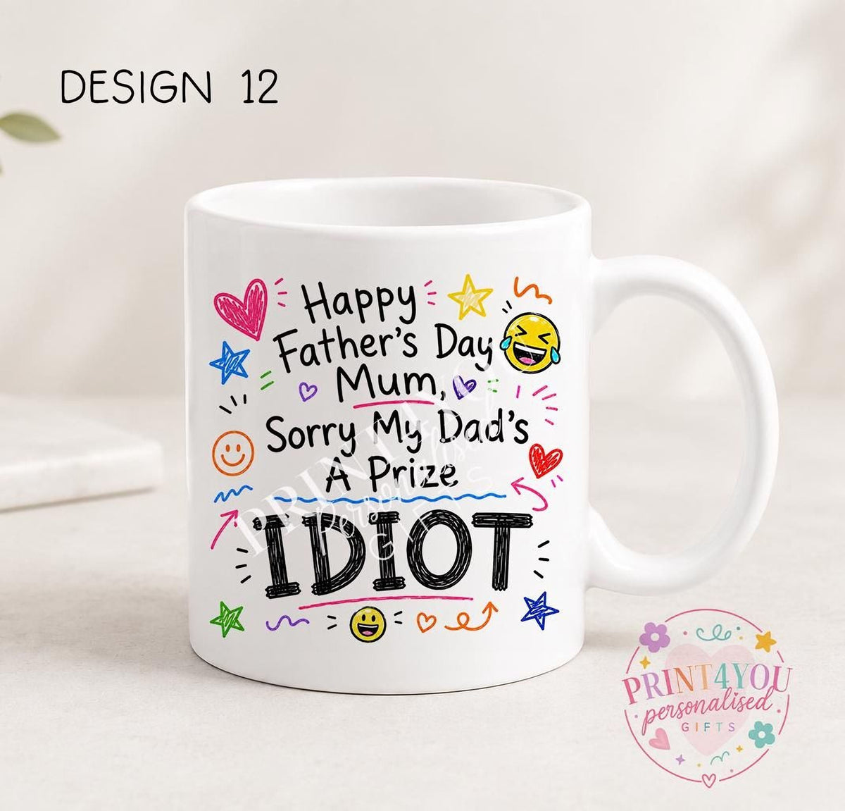 Funny Father's Day coffee cup design 3, premium ceramic double sided print
