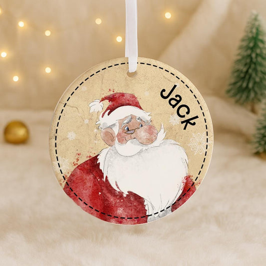 Personalised Ceramic Bauble – Custom Christmas Tree Decoration – Vintage Father Christmas Keepsake - No Thanks
