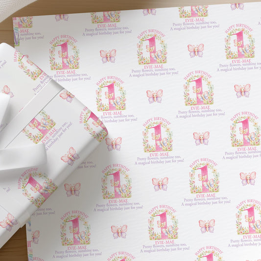 Printed birthday wrapping paper shown as wrapping paper