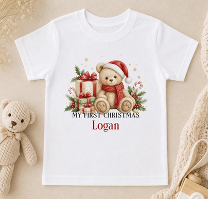 Personalised Baby Christmas Outfit 2026 Teddy Sleepsuit, Bib Gift