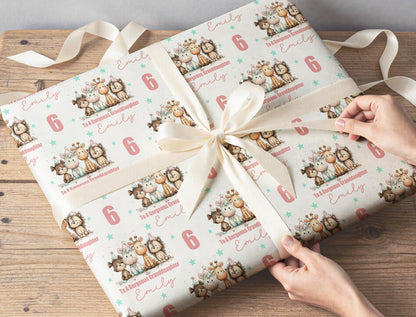 Personalised animal wrapping paper rolled ready for gift wrapping