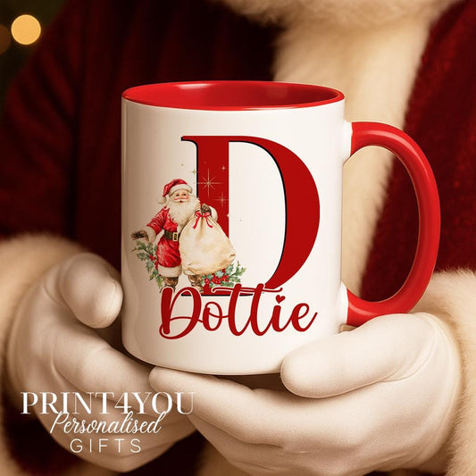 Personalised Santa Initial Mug | Christmas Alphabet Mug