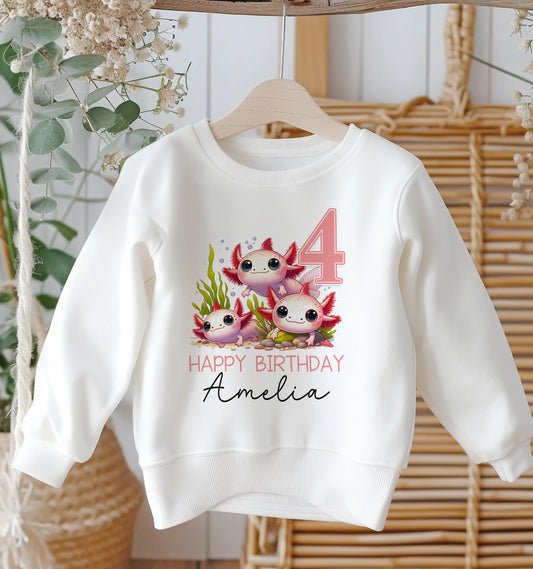 Personalised Birthday Age Sweatshirt Jumper For Children. Any Age, White Cotton Sweatshirt – Axolate Number and name - 6-12 months