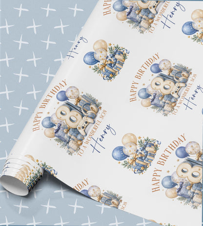 Personalised Gaming Wrapping Paper, Custom Name Birthday Gift Wrap