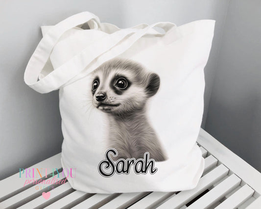 Personalised white cotton tote bag with Highland Cow print and custom name