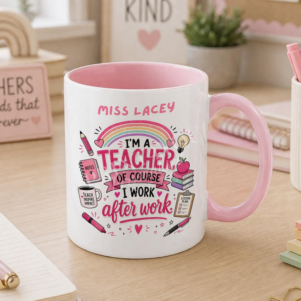 Funny teacher mug, personalised ceramic coffee cup gift