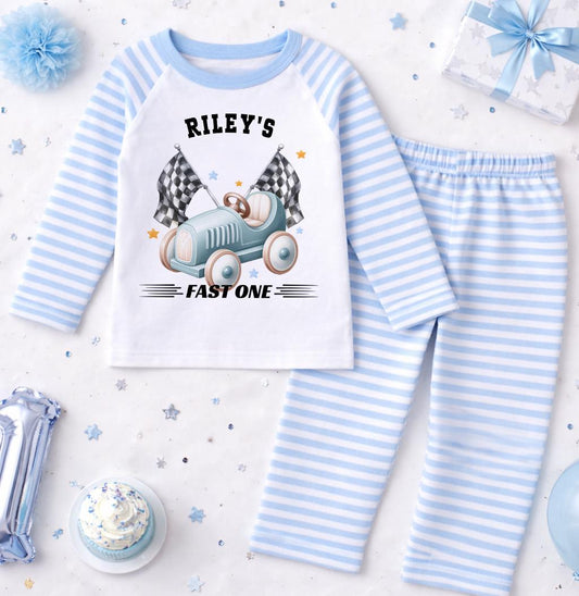 Children's clothing with the boys 1st birthday pyjamas design